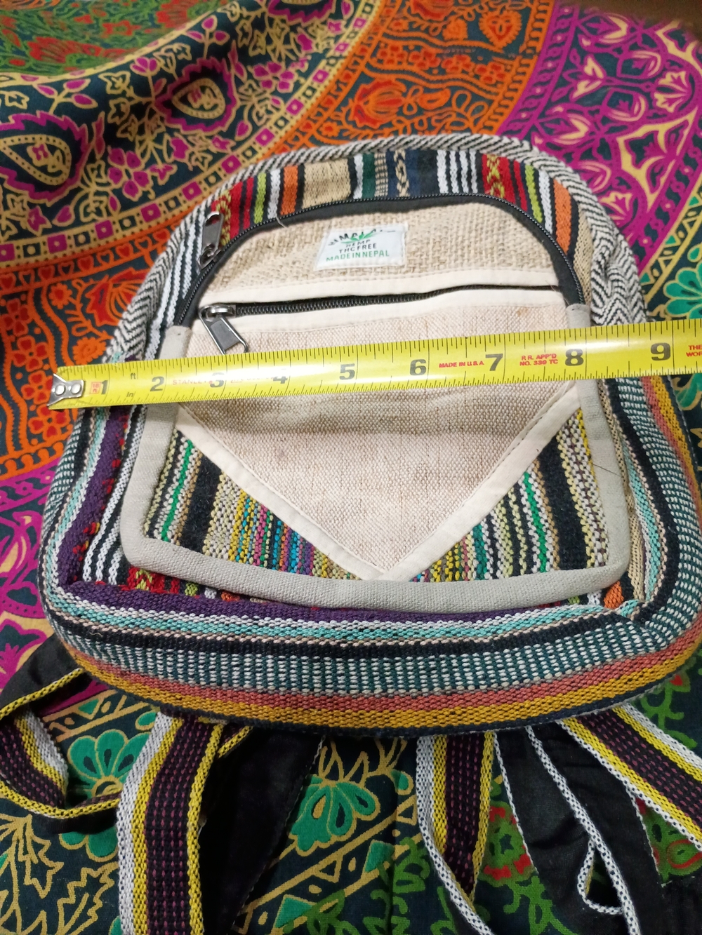 NWOT Himalayan Hemp Boho Striped Mini Backpack - Natural & Multicolor - Picture 4 of 6
